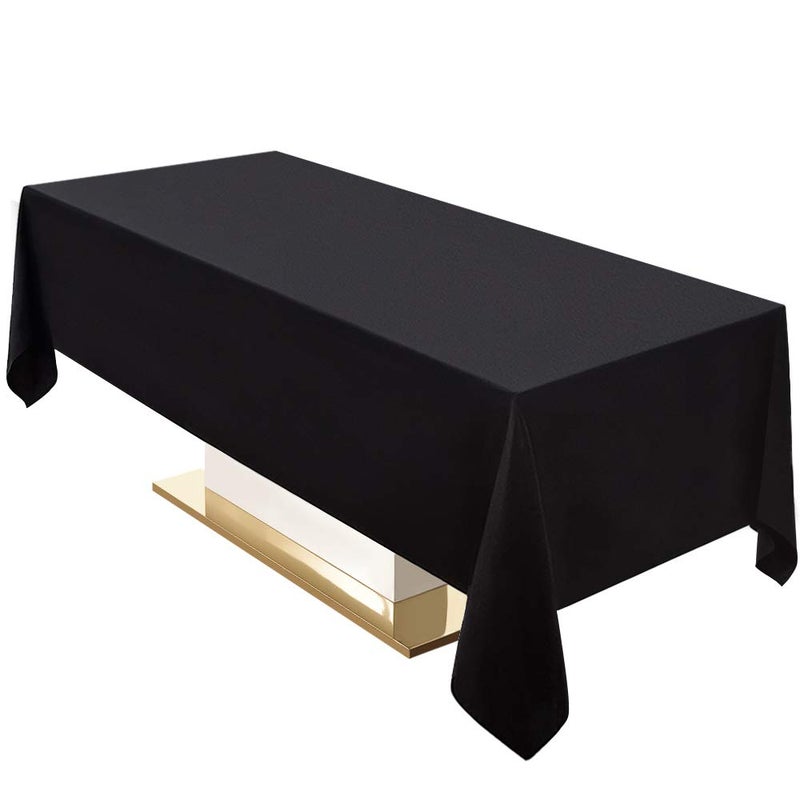 Surmente Black Tablecloth 60 x 102-inch Rectangular Polyester Table Cloth for Weddings, Banquets, or Restaurants - Image 1